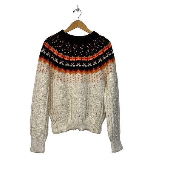 Manoush Brown Cream Wool Blend Textured Knit Sweater Women’s MD Made In Italy - Picture 3 of 11